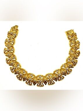 Vintage 90s Nolan Miller Gold Tone Rhinestone Bracelet Signed Glam Statement